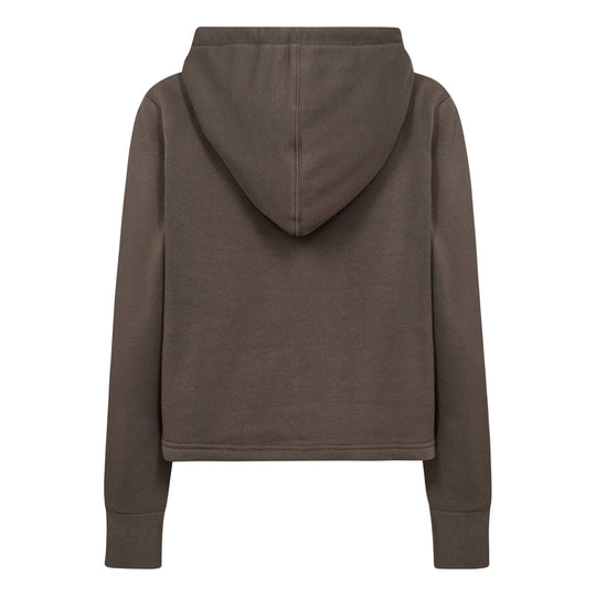 Leveté Room LR-Nuka 9 sweat cardigan i coffee med hætte, lynlås og boxy pasform.  
