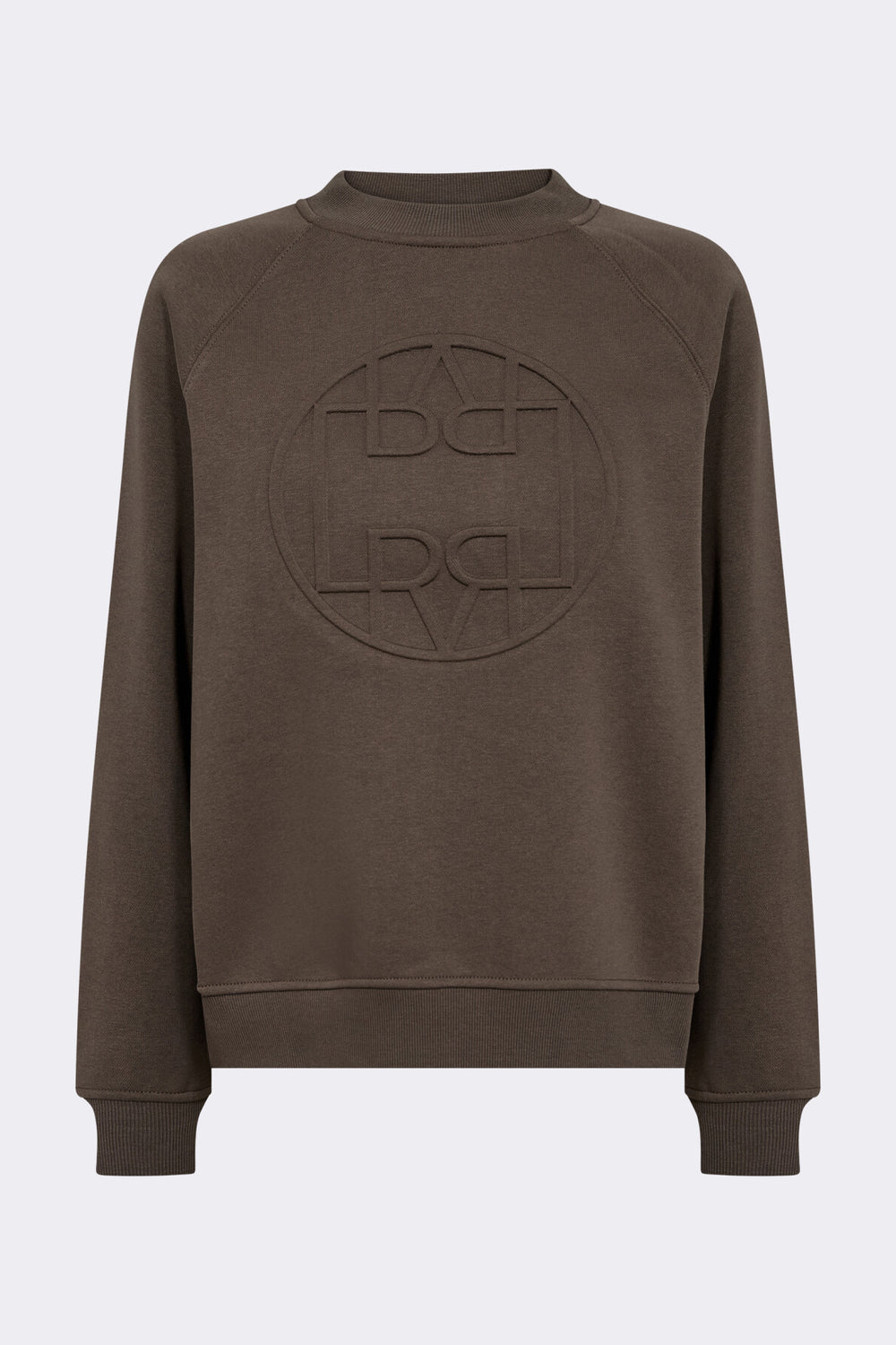 Levete Room LR-Nuka 11 sweatshirt, lavet af økologisk bomuld og genanvendt polyester, med cirkulært logo på forsiden.
