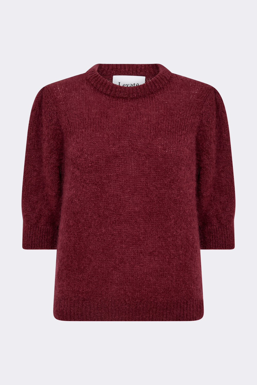Leveté Room LR-NOREEN 2 bordeaux sweater i mohair med ribstruktur og trekvartærmer. 