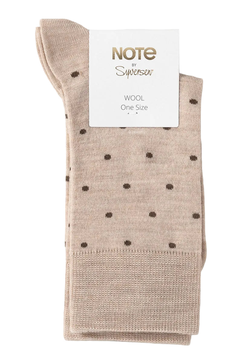 Note Wool Dots strømper i beige og brun