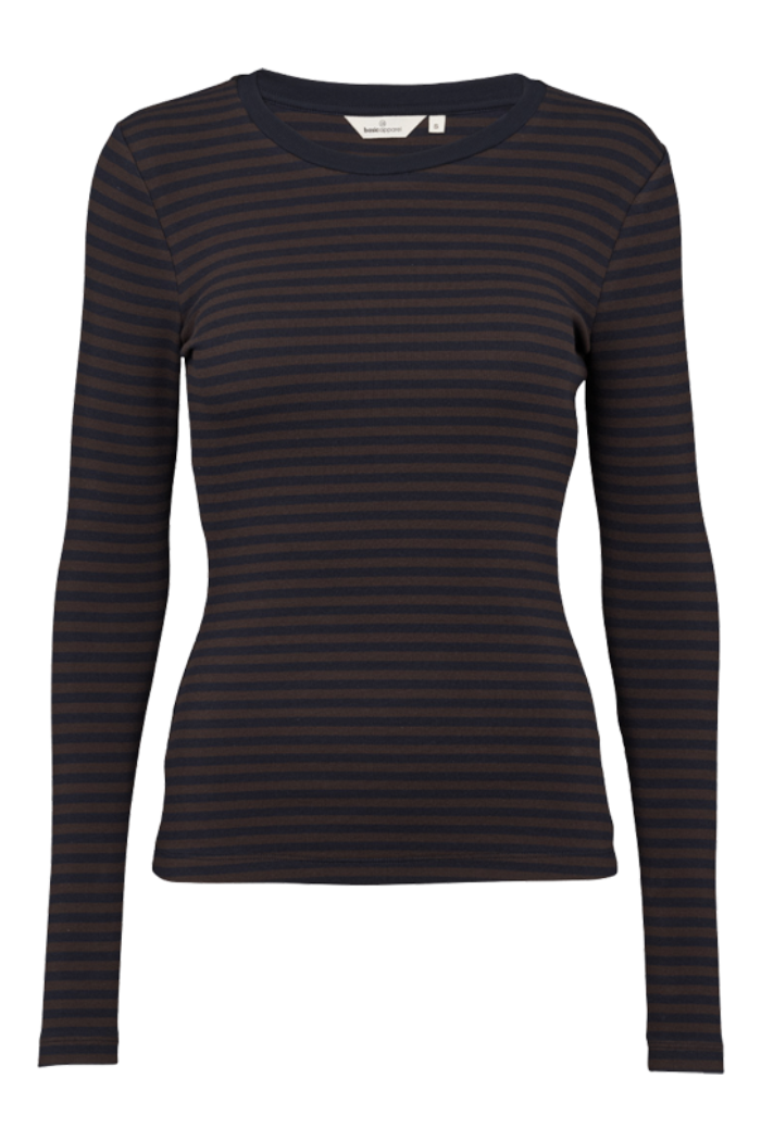 Basic Apparel Ludmilla LS Tee, chocolate torte/black