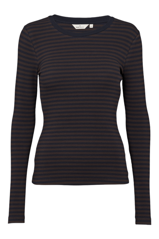 Basic Apparel Ludmilla LS Tee, chocolate torte/black
