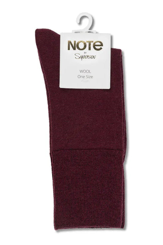Note Fine Wool Comfort Top strømper i bordeaux