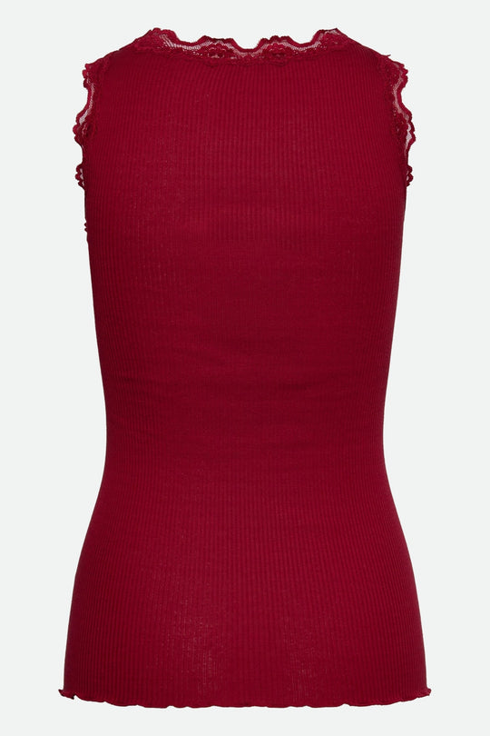 Rosemunde Babette silketop i karanda red – bagfra