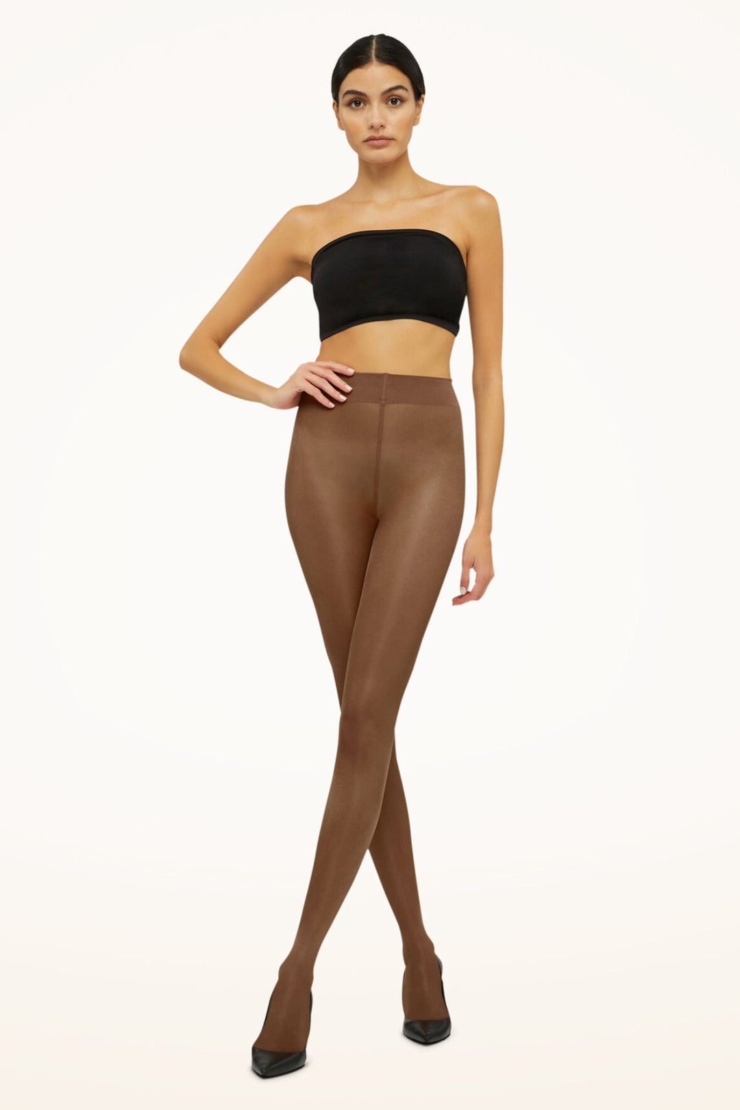 Wolford Satin Touch 20 strømpebukser i cacao – produktbillede bagfra