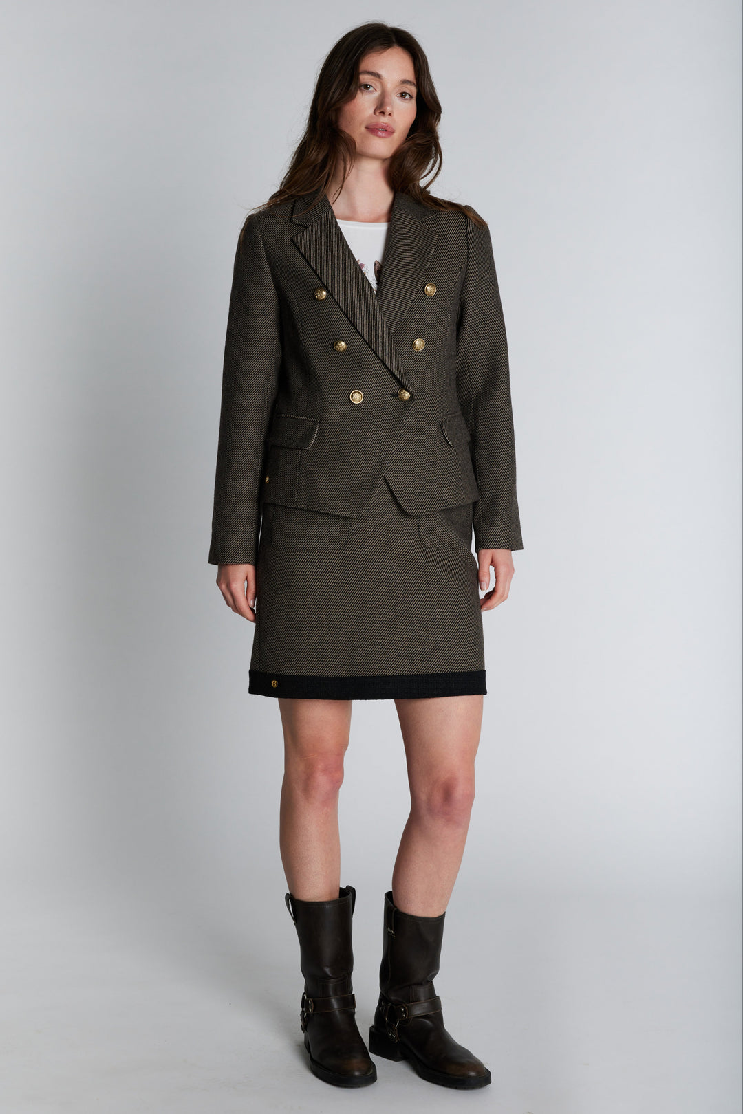 PBO Marmonti nederdel i black beige