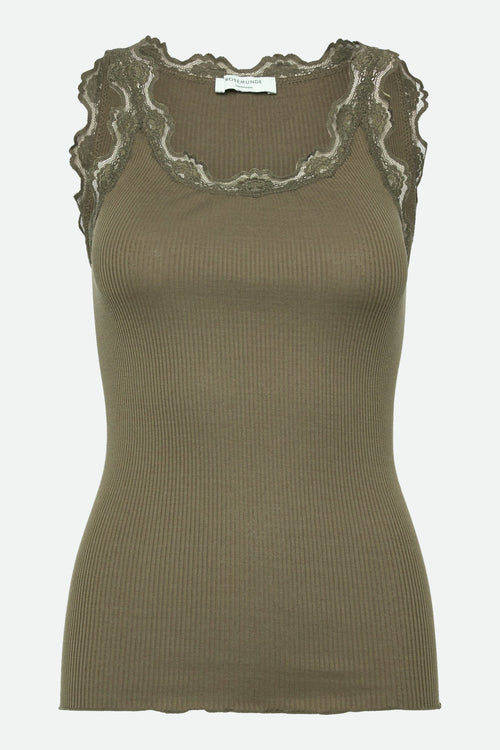 Rosemunde | Silketop | RWBabette Silk SL U-neck Long Lace Top, 5205 kalamata