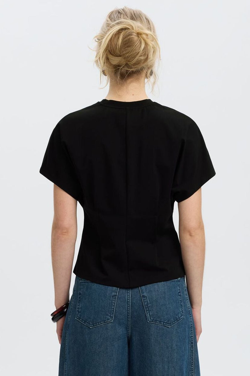 Selected Femme Wera T-shirt i sort – set fra siden