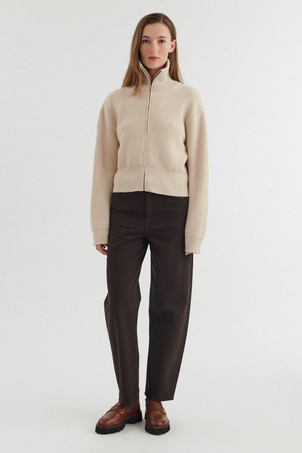 Basic Apparel Cady Zip Cardigan beige melange – set bagfra