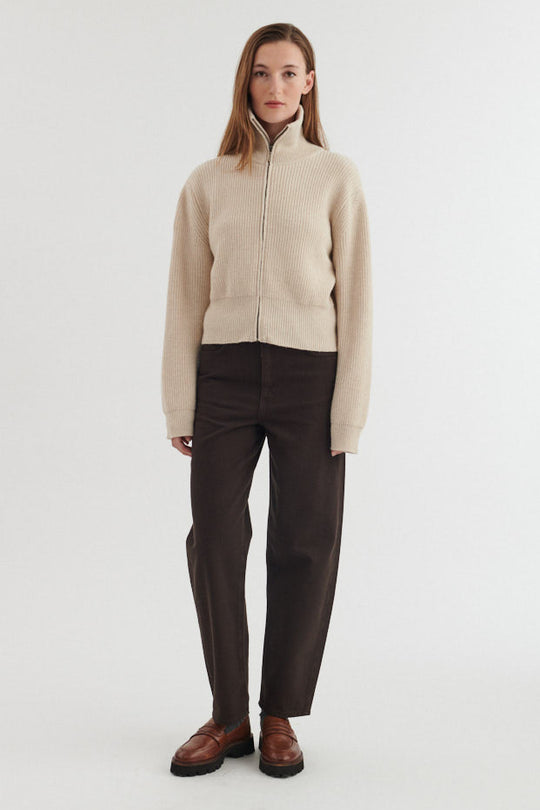 Basic Apparel Cady Zip Cardigan beige melange – set bagfra