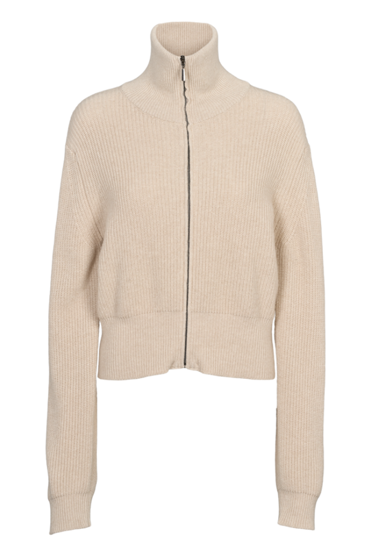 Basic Apparel Cady Zip Cardigan beige melange – materialedetalje