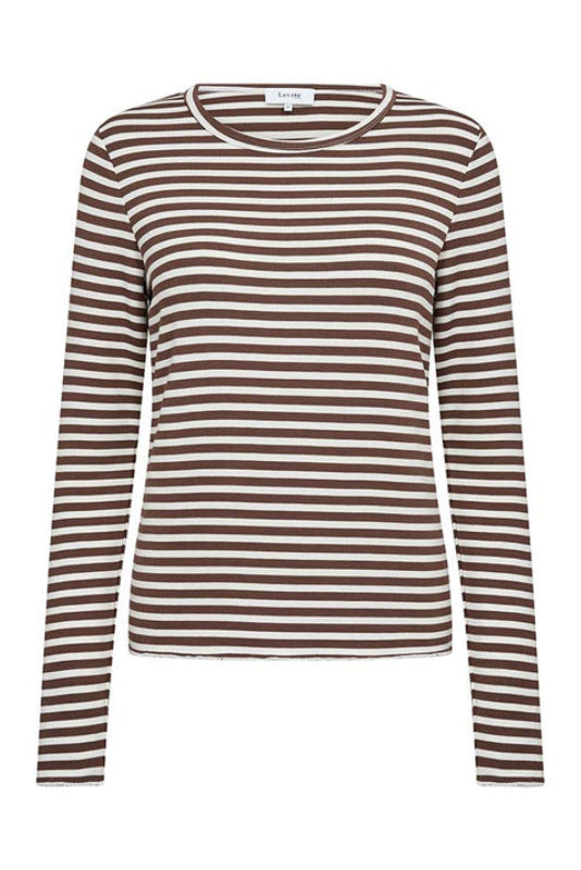 Leveté Room Ika 11 bluse i Fondue Fudge striber