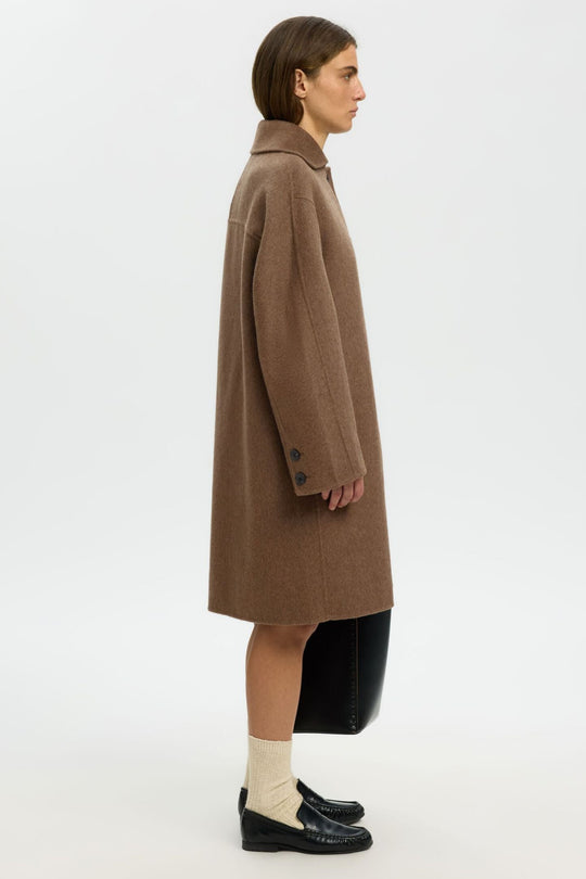 Selected Femme Geri frakke i chocolate chip – detalje af pasform