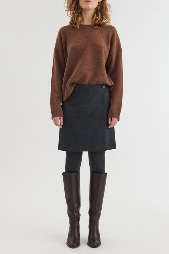 Basic Apparel Marjo Wrap Skirt blackened pearl/black – produktbillede forfra