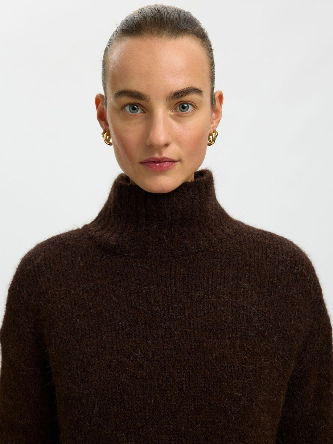 Selected Femme Gabriella striktrøje i delicioso melange – set bagfra