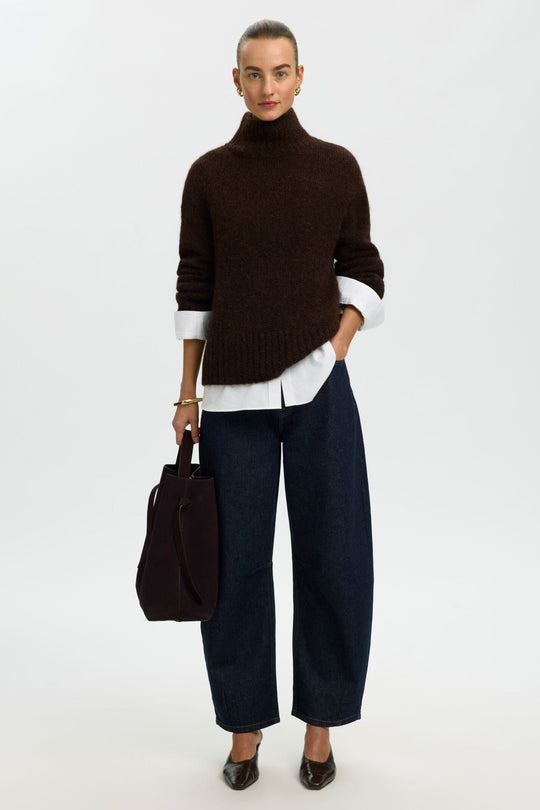 Selected Femme Gabriella striktrøje i delicioso melange – styling og silhuet
