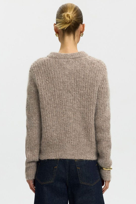 Selected Femme Gabriella cardigan i steel grey – set fra siden