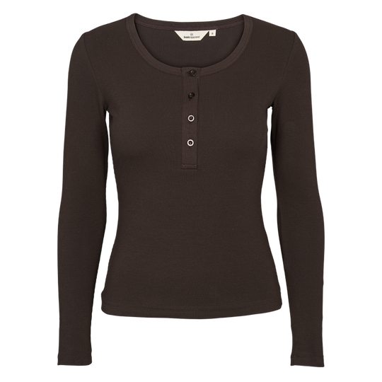 Basic Apparel Ludmilla bluse i chocolate torte – materialedetalje