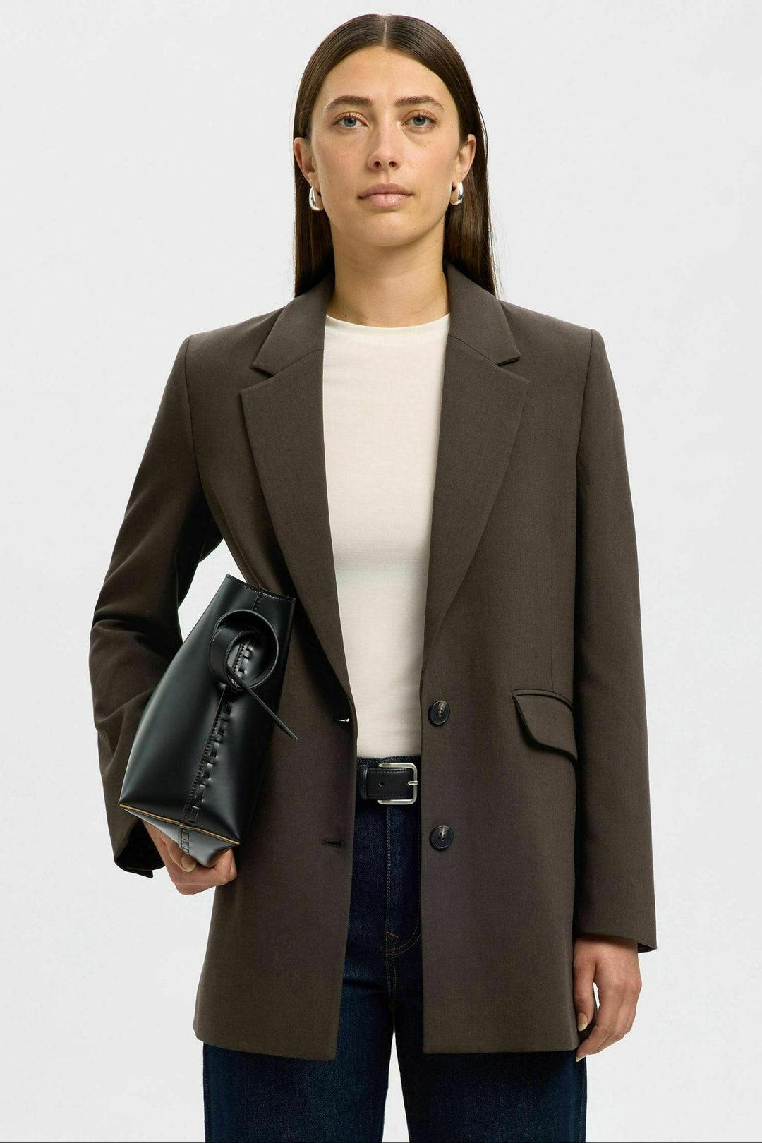 Selected Femme Rita blazer i delicioso melange – på model