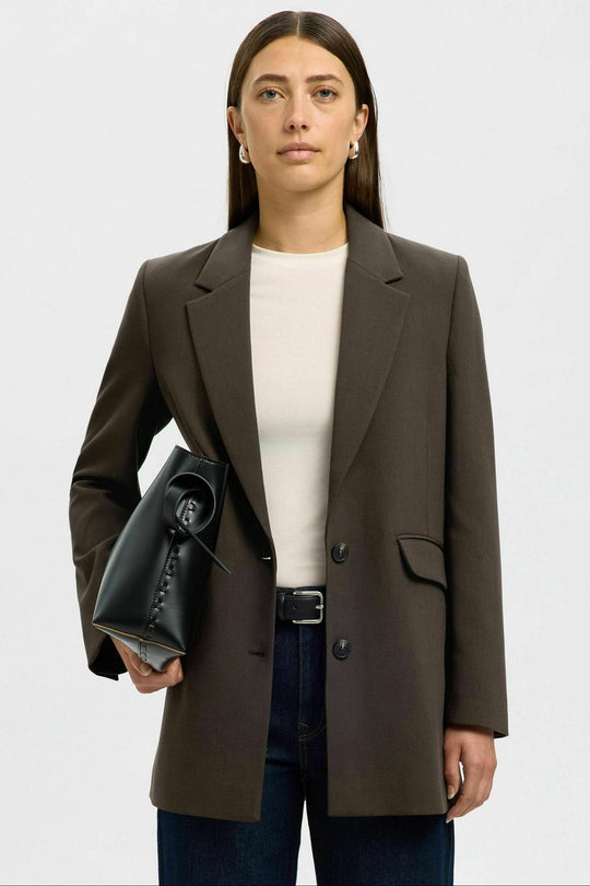 Selected Femme Rita blazer i delicioso melange – på model