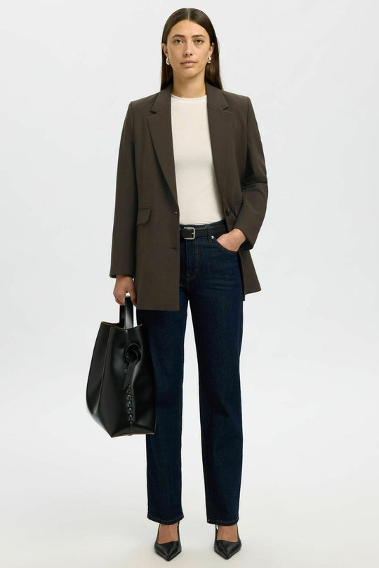 Selected Femme Rita blazer i delicioso melange – hel figur