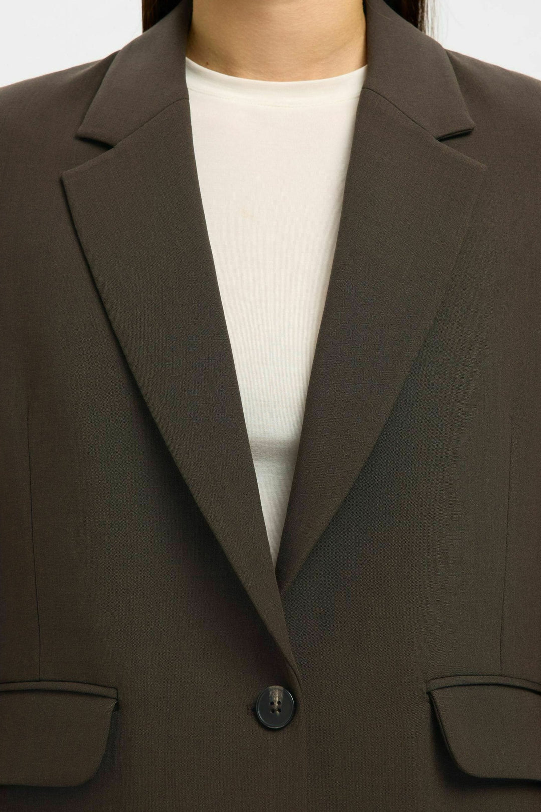 Selected Femme Rita blazer i delicioso melange – revers og knaplukning