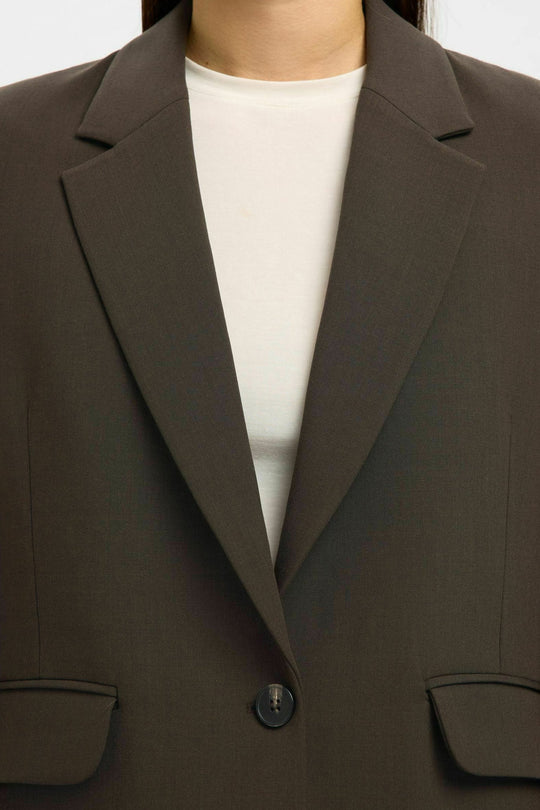 Selected Femme Rita blazer i delicioso melange – revers og knaplukning