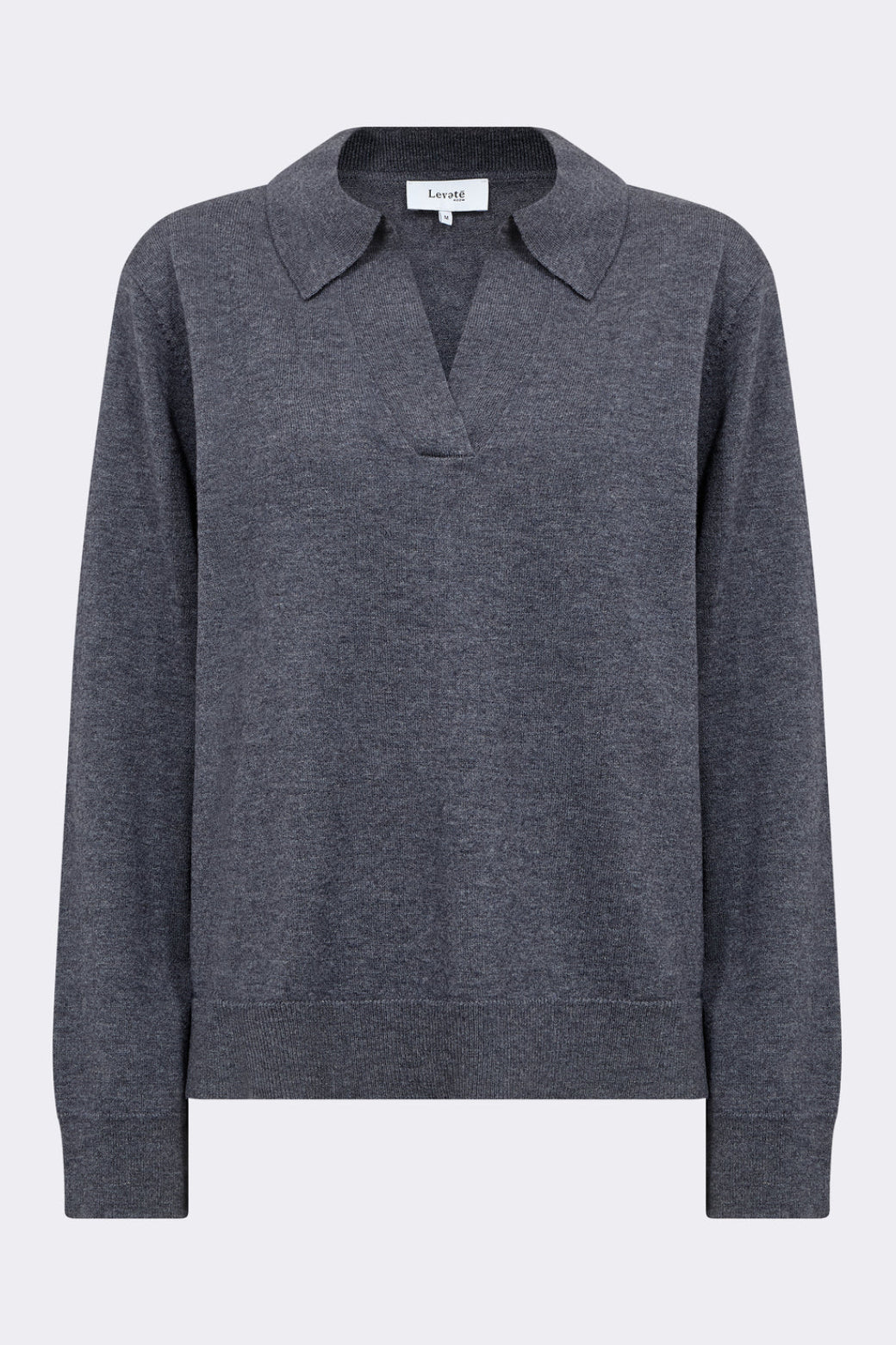 Leveté Room LR-Ismaila 9 merinopullover i Dark Grey Melange – front