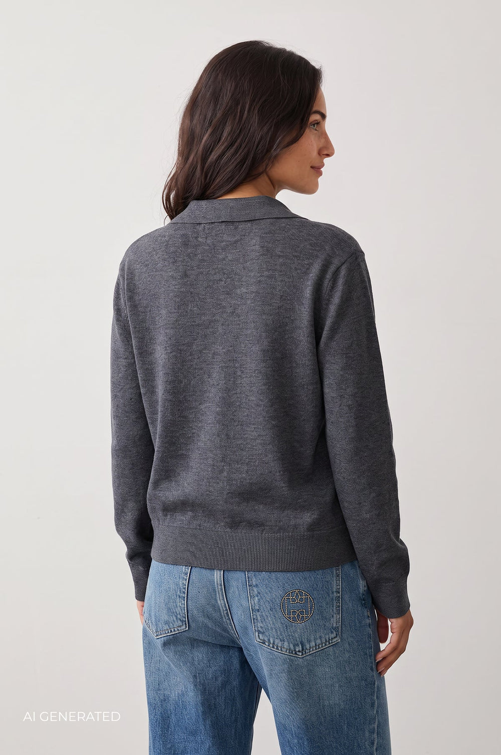Leveté Room LR-Ismaila 9 merinopullover i Dark Grey Melange – visning 4