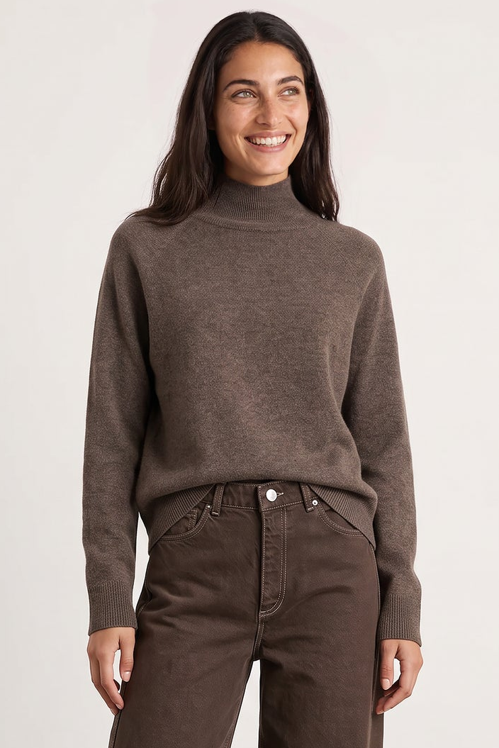 Leveté Room LR-Eloise 6 cashmerepullover i After Dark Melange – visning 5