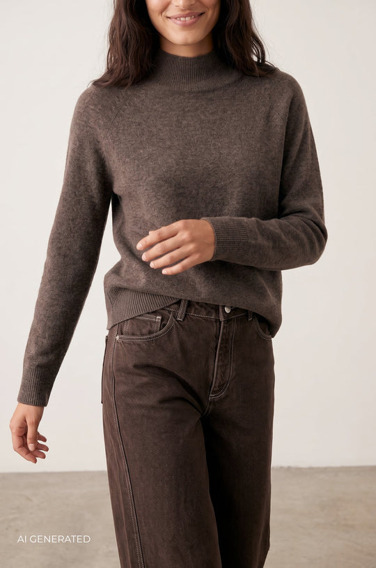 Leveté Room LR-Eloise 6 cashmerepullover i After Dark Melange – visning 3