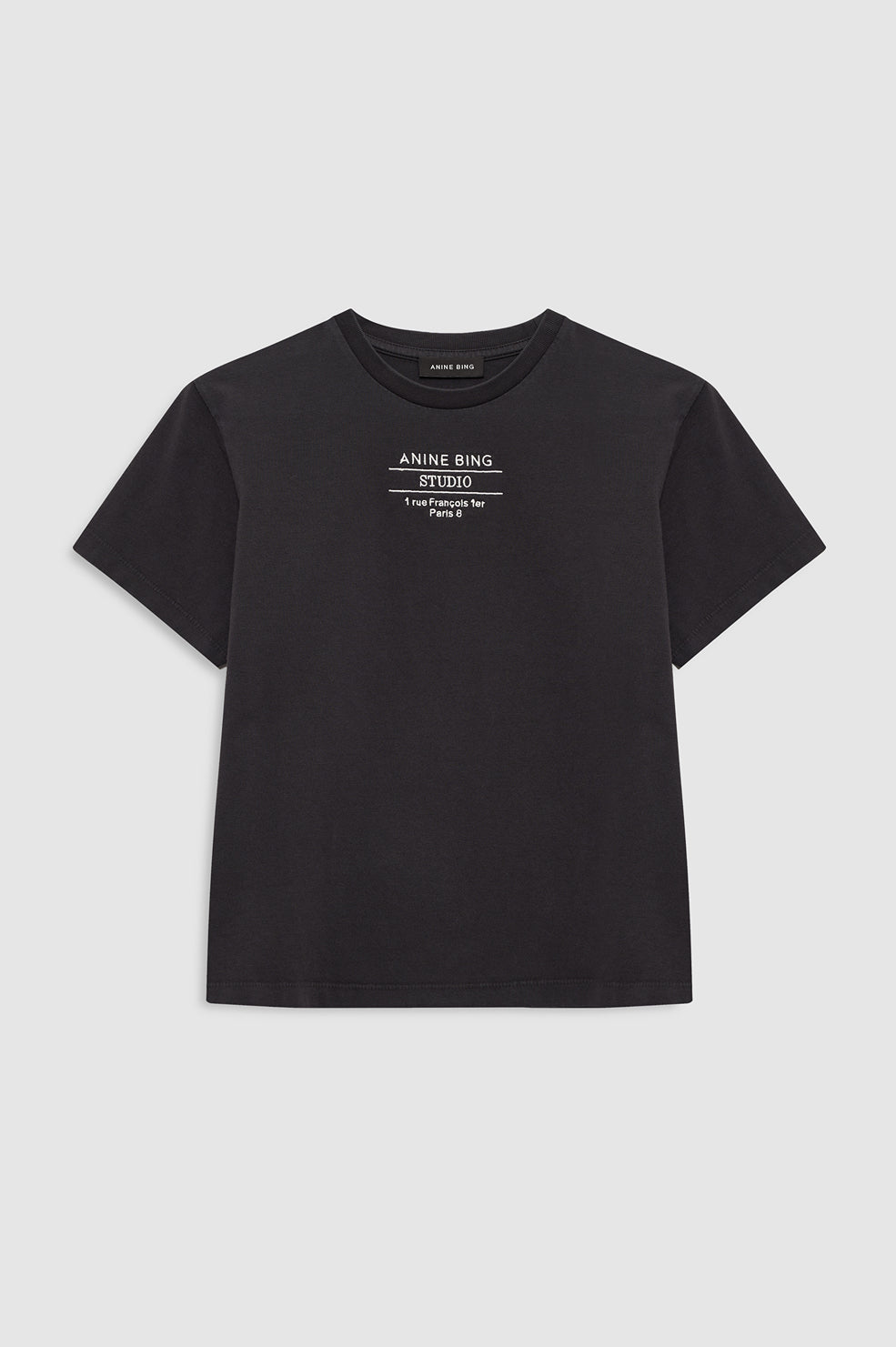 Cropped Shelley Studio T-shirt i vintage sort produktvisning