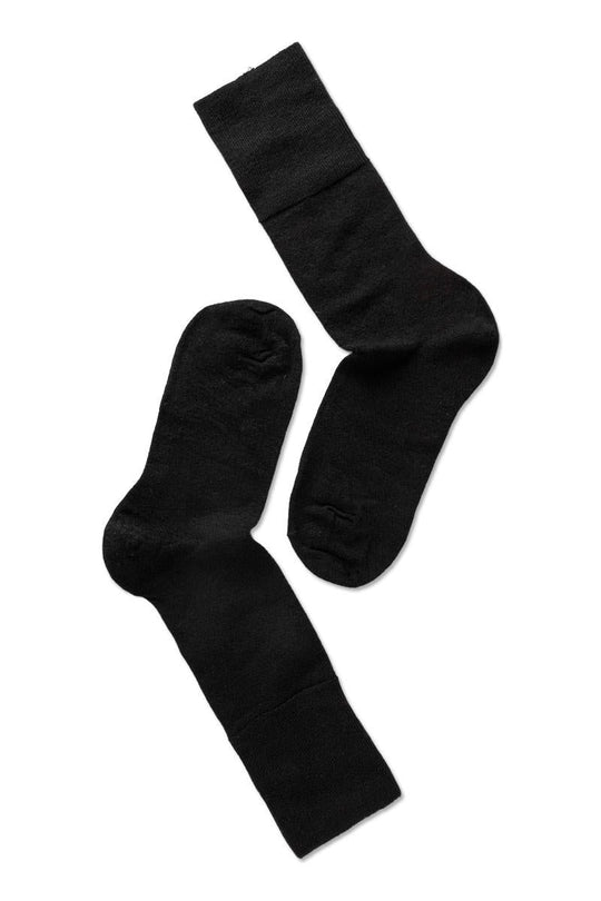 Sorte Note Fine Wool Comfort Top strømper med blød kant