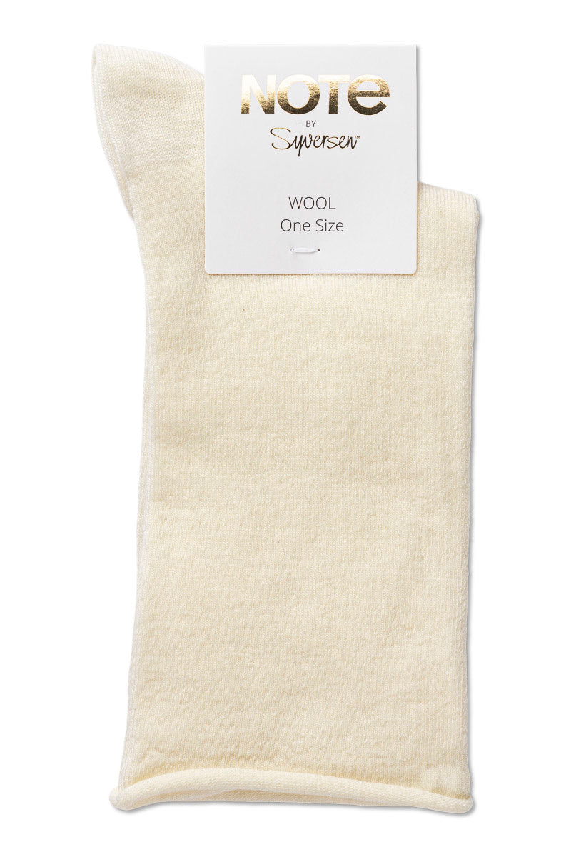 Offwhite Note Wool Roll Top strømper set fra siden