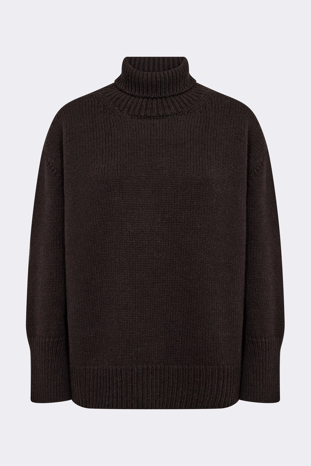 Leveté Room LR-Perle 3 mørkebrun strik i merinould og cashmere set forfra