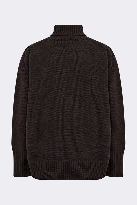 Leveté Room LR-Perle 3 mørkebrun strik i merinould og cashmere set bagfra