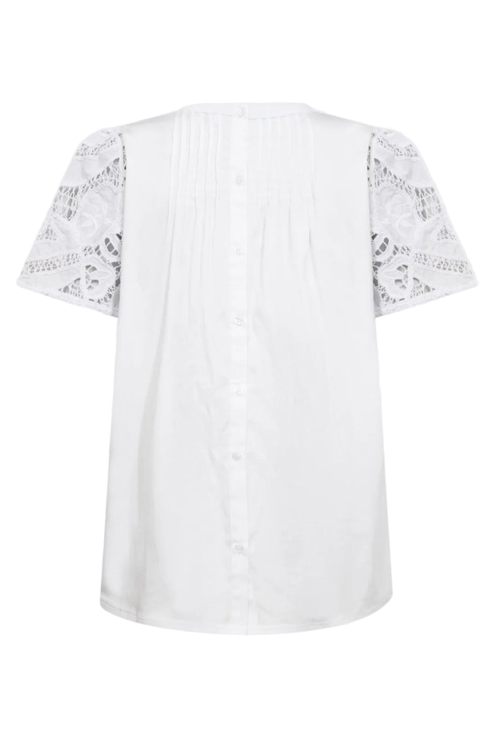 Leveté Room LR-Kowa 8 hvid T-shirt med blondeærmer.