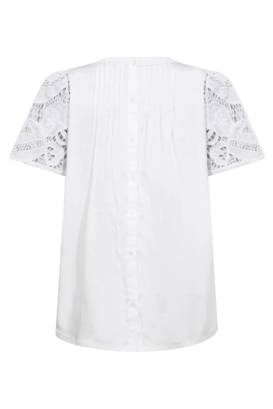 Leveté Room LR-Kowa 8 hvid T-shirt med blondeærmer.