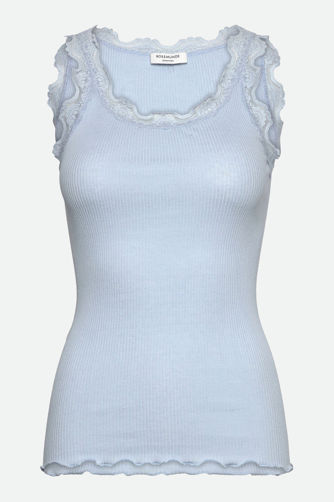 Rosemunde | Silketop | RWBabette SL U-neck Long Lace Top, 5205 nantucket blue