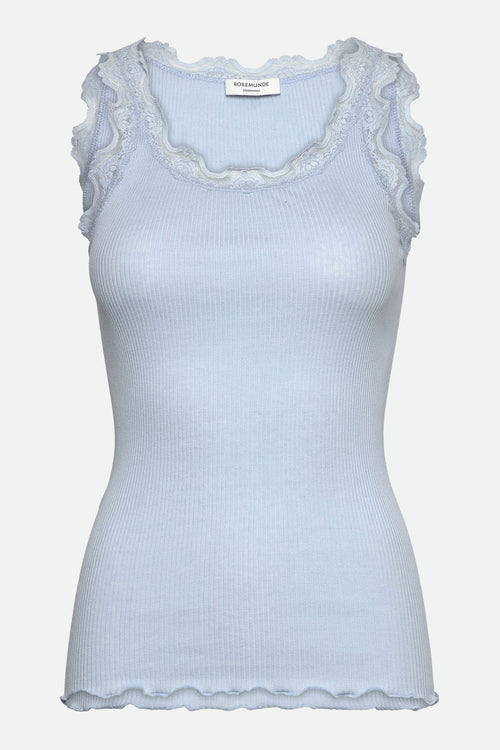 Rosemunde | Silketop | RWBabette SL U-neck Long Lace Top, 5205 nantucket blue