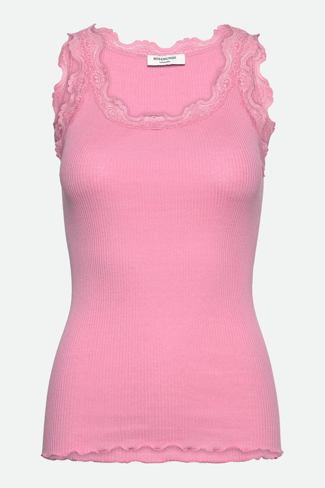Rosemunde | Silketop | RWBabette SL U-neck Long Lace Top, 5205 sea pink