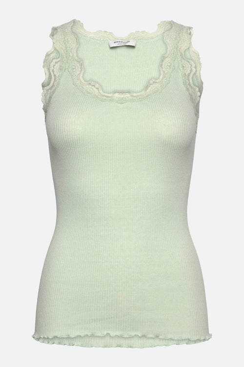 Rosemunde | Silketop | RWBabette SL U-neck Long Lace Top, 5205 green lily