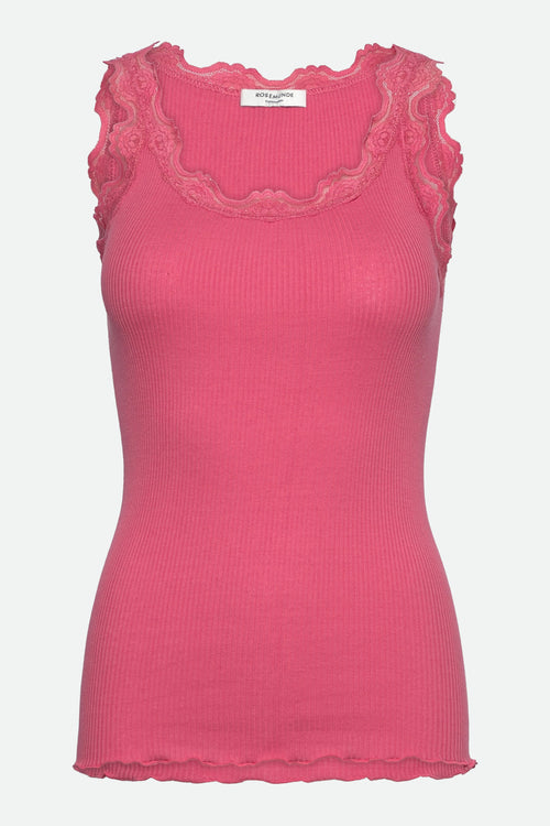 Rosemunde | Silketop | RWBabette SL U-neck Long Lace Top, 5205 rapture rose