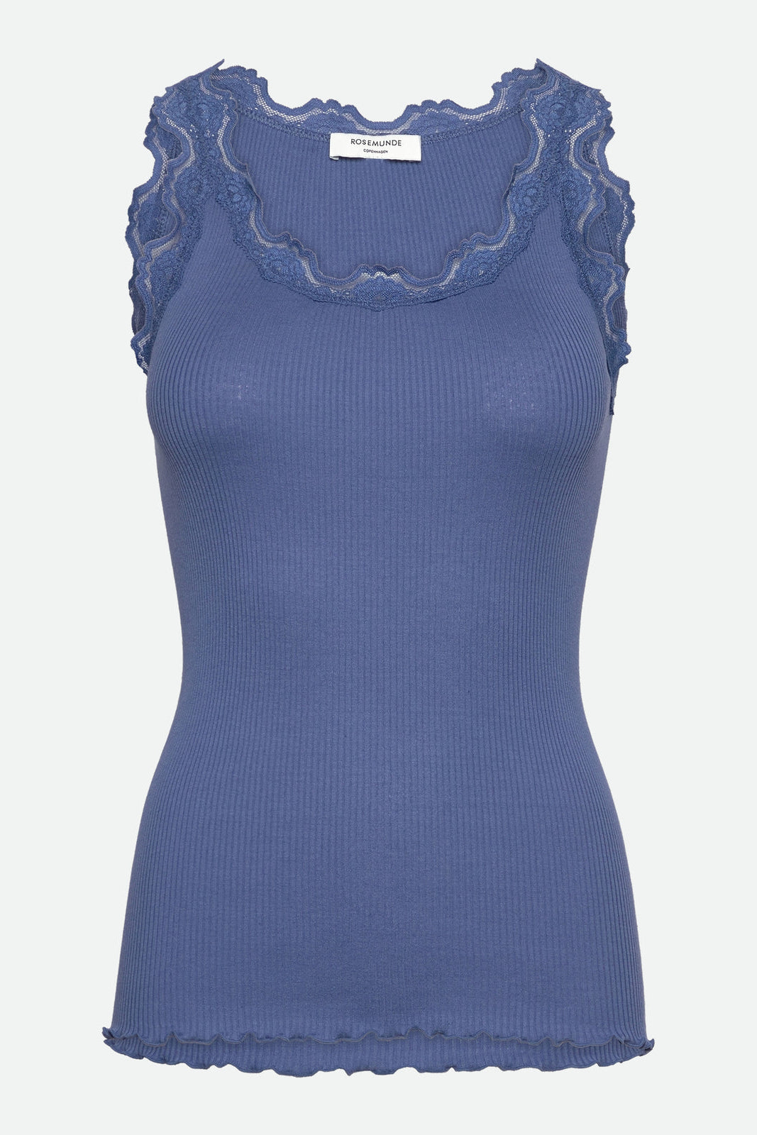Rosemunde | Silketop | RWBabette SL U-neck Long Lace Top, 5205 dutch blue