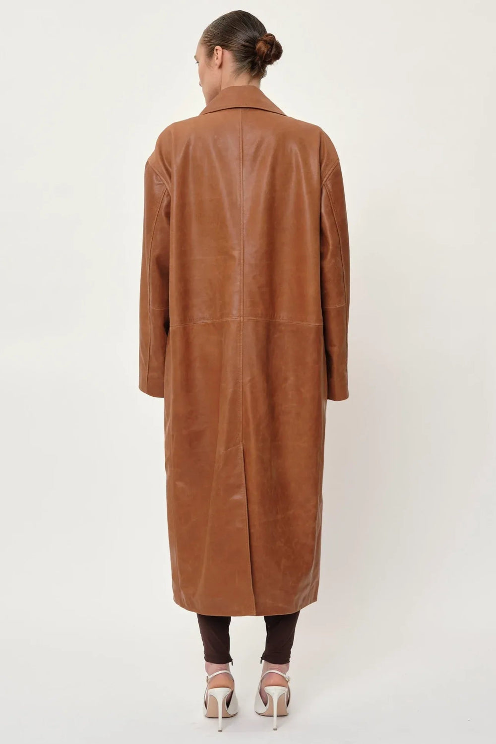 Herskind Halston Leather Coat – Læderfrakke i Cognac med Klassisk Krave