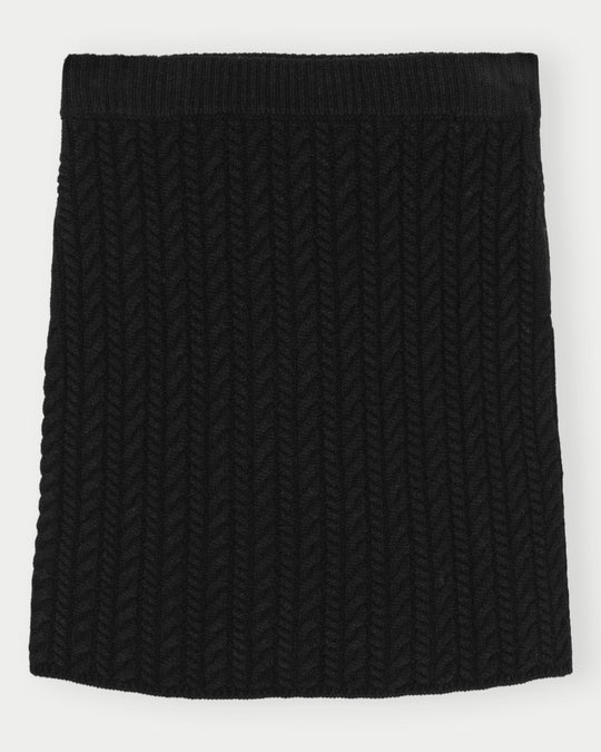 Herskind Roger Cashmere Blend Skirt – sort mini-nederdel med kabelstrik og luksus uld/kashmir-mix
