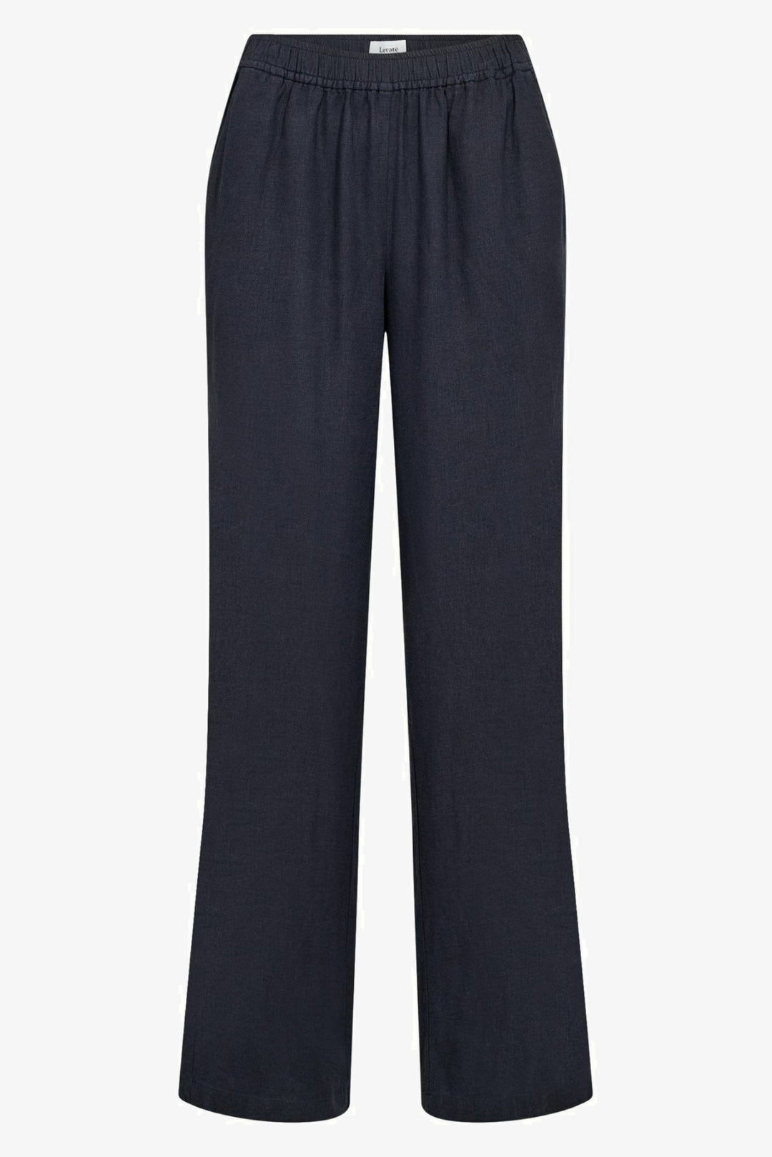 Leveté Room Naja 7 bukser i dark navy – lette bukser med elastisk talje og lige ben.