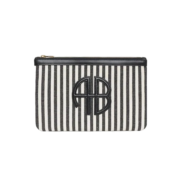 Anine Bing Lili Pouch clutch i sorte og hvide striber
