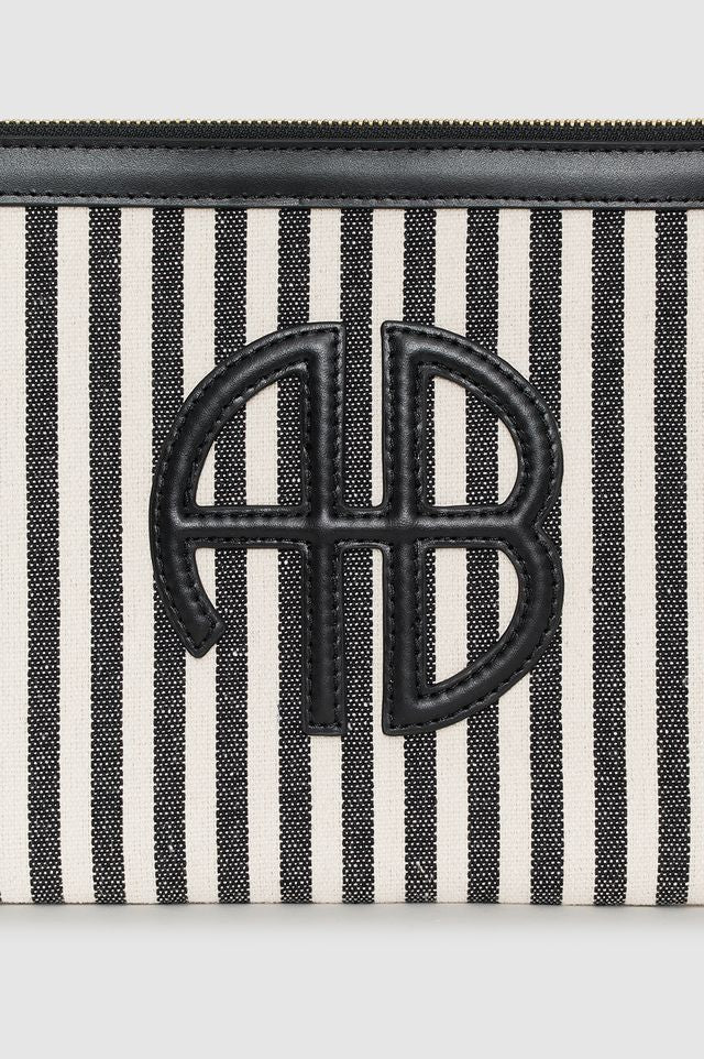 Anine Bing Lili Pouch clutch i sorte og hvide striber