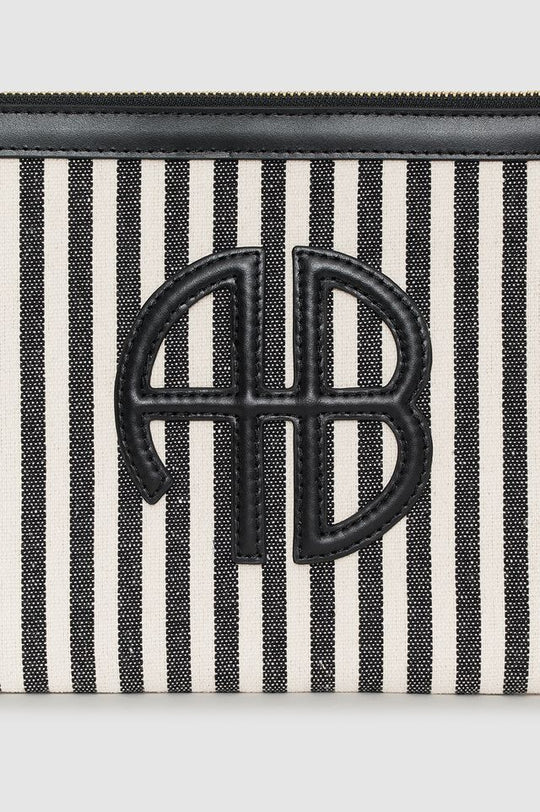 Anine Bing Lili Pouch clutch i sorte og hvide striber